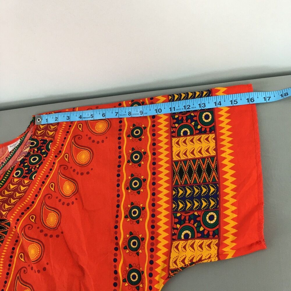 SPIRIT HALLOWEEN Dashiki Tribal Caftan SHIRT HIPPIE ETHNIC ORANGE Men Sz L/XL - Picture 15 of 16